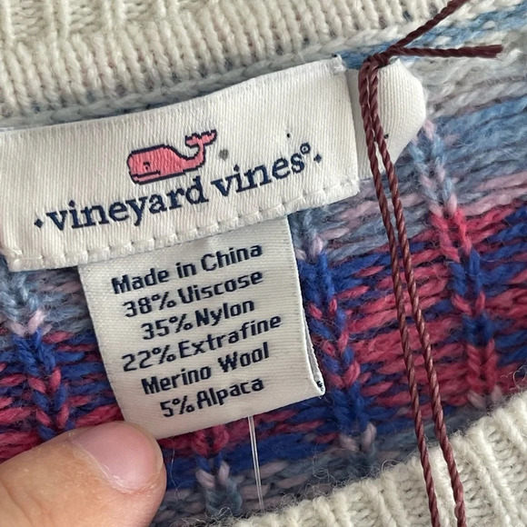 Vineyard Vines | Fair Isle Sweater Alpaca Merino Wool Size Large - Picture 4 of 8
